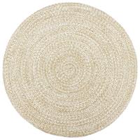 VidaXL Vloerkleed handgemaakt 180 cm jute wit en bruin - thumbnail