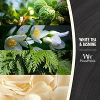 WoodWick Geurkaars Mini White Tea & Jasmine - 8 cm / ø 7 cm - Geurkaars in Glas - Houten Lont - thumbnail