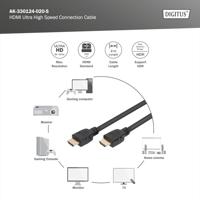 Digitus AK-330124-020-S HDMI-kabel HDMI Aansluitkabel HDMI-A-stekker, HDMI-A-stekker 2.00 m Zwart 8K UHD, Vergulde steekcontacten, Afscherming gevlochten, - thumbnail