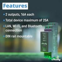Shelly Shelly Pro 2 DIN-railrelais Bluetooth, WiFi Shelly - thumbnail