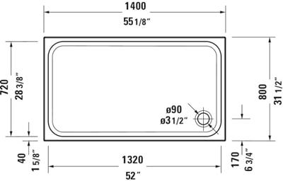 Duravit D-Code Douchebak 80x140x8,5 cm Wit