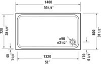 Duravit D-Code Douchebak 80x140x8,5 cm Wit - thumbnail