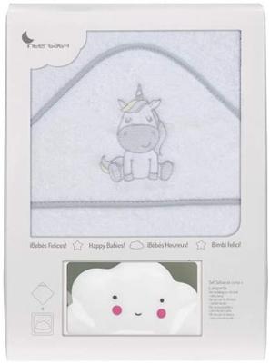 Interbaby Badcape En Nachtlamp 100 Cm Katoen Wit 2-delig