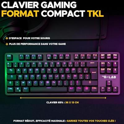 Gamingtoetsenbord - Het G-Lab - KEYZ PLATI. TKL - TKL-formaat - Mechanisch (rode schakelaar) - Laag profiel - RGB - Zwart