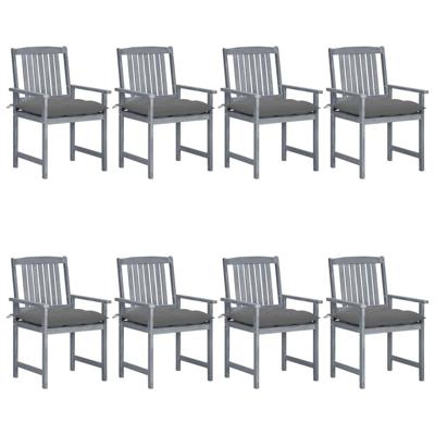 Tuinstoelen 8 st met kussens massief acaciahout grijs