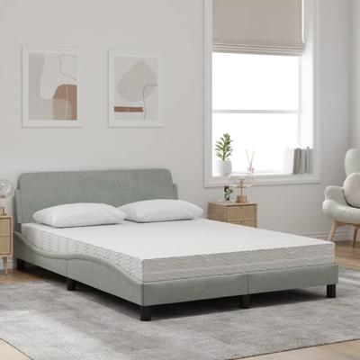 Bed met matras fluweel lichtgrijs 120x200 cm - thumbnail