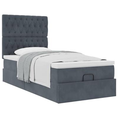Ottoman bed met matrassen 80x200cm fluweel donkergrijs