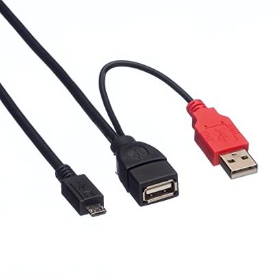 ROLINE USB 2.0 Y-kabel, 2x type A (ST/BU) - Micro B ST, 1m