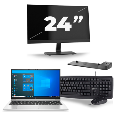 HP EliteBook 850 G8 - Intel Core i5-11e Generatie - 15 inch - 16GB RAM - 256GB SSD - Windows 11 + 1x 24 inch Monitor