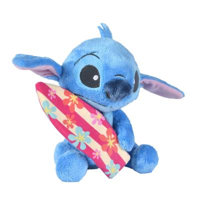 Simba Toys knuffel disney stitch met surfplank 25cm
