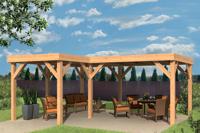 Prieel Beerze 620x520 cm - Bouwpakket- Plat dak- Onbehandeld lariks Douglas hout- Tuindeco - thumbnail