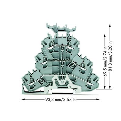 WAGO 2002-3258 Doorgangsklem 3-etages 5.20 mm Spanveer Toewijzing: L, L Grijs 50 stuk(s)