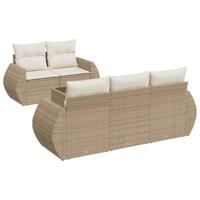 6-delige Loungeset met kussens poly rattan beige - thumbnail
