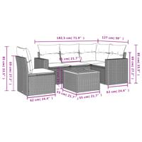 6-delige Loungeset met kussens poly rattan beige - thumbnail