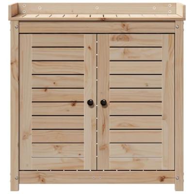 VidaXL Oppottafel met schappen 82,5x50x86,5 cm massief grenenhout