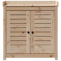 VidaXL Oppottafel met schappen 82,5x50x86,5 cm massief grenenhout - thumbnail