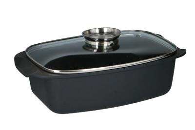 Alpina Braadslee met Glazen Deksel 5.5L 39.5x22.5x10.8 cm Zwart