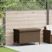 Tuinbox met wielen 110x55x73 cm poly rattan bruin - thumbnail