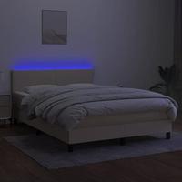 Boxspring met matras en LED stof crèmekleurig 140x190 cm - thumbnail
