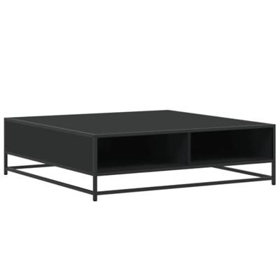 Salontafel 100x100x30 cm bewerkt hout en metaal zwart
