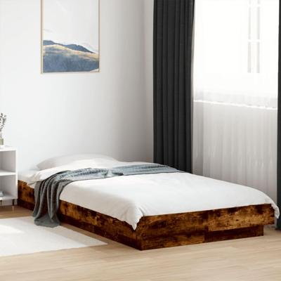 Bedframe met LED-verlichting gerookt eikenkleurig 90x190 cm