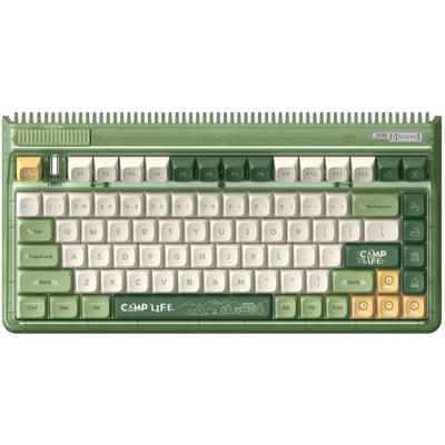 Iqunix OG80 Camping Wireless Mechanical Keyboard, gaming toetsenbord (Groen/oranje, US lay-out, Cherry MX Red, RGB leds, 80% (TKL), Hot-swappable, PBT, 2.4GHz | Bluetooth 5.1 | USB-C)
