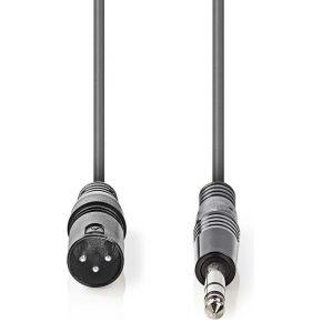 Gebalanceerde XLR-Audiokabel | XLR 3-pins male - 6,35 mm male | 3,0 m | Grijs
