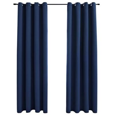 VidaXL Gordijn verduisterend met metalen ringen 2 st 140x225 cm blauw VidaXL Gordijn verduisterend met metalen ringen 2 st 140x225 cm blauw