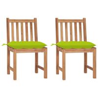 Tuinstoelen 2 st met kussens massief teakhout - thumbnail