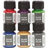 Creativ Company Glass color metal, diverse kleuren, 6x30 ml/ 1 doos - thumbnail