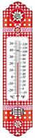 Metalen thermometer Alpen 29 cm rood voor gebruik binnen en buiten - thumbnail
