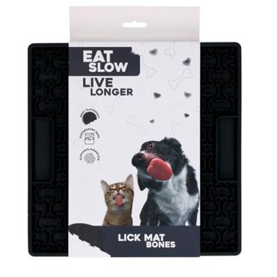 Eat Slow Live Longer Lick Mat Bones Grey