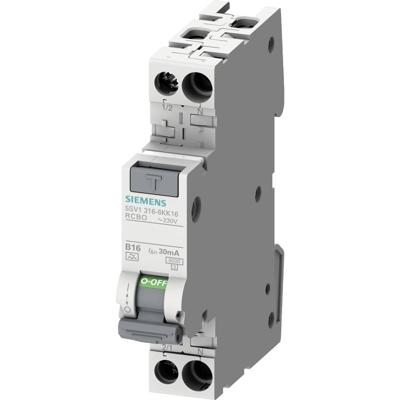 Siemens 5SV13166KK10 Aardlekschakelaar/zekeringautomaat 1-polig 10 A 0.03 A 230 V Siemens 5SV13166KK10 Aardlekschakelaar/zekeringautomaat 1-polig 10 A 0.03 A 230 V
