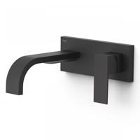 Wastafelmengkraan Inbouw Tres Cuadro Exclusive Gebogen Uitloop en Korte Hendel Mat Zwart - thumbnail