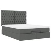 Ottoman bed met matras en LED's 140x190cm stof donkergrijs - thumbnail