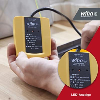 Wiha SB25561 | Stopcontacttester | 230 V AC | CAT II 45220 Wiha SB25561 | Stopcontacttester | 230 V AC | CAT II 45220