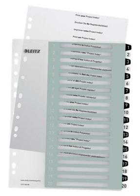 Leitz WOW printbare index, 20 tabs, zwart-wit Leitz WOW printbare index, 20 tabs, zwart-wit