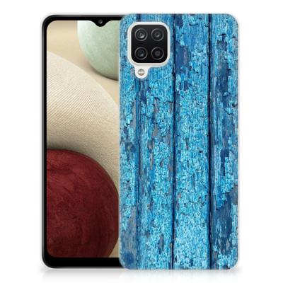 Samsung Galaxy A12 | Bumper Hoesje | Wood Blue Samsung Galaxy A12 | Bumper Hoesje | Wood Blue