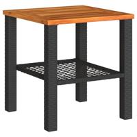 Tuintafel 40x40x42 cm poly rattan en acaciahout zwart - thumbnail