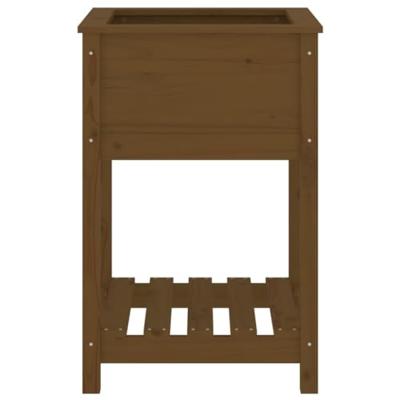 VidaXL Plantenbak met schap 54x54x81 cm grenenhout honingbruin