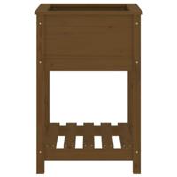 Plantenbak met schap 54x54x81 cm grenenhout honingbruin - thumbnail