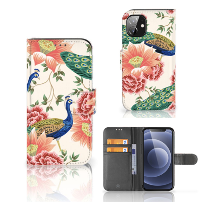 Telefoonhoesje | Met pasjeshouder | voor Apple iPhone 12 Mini Pink Peacock