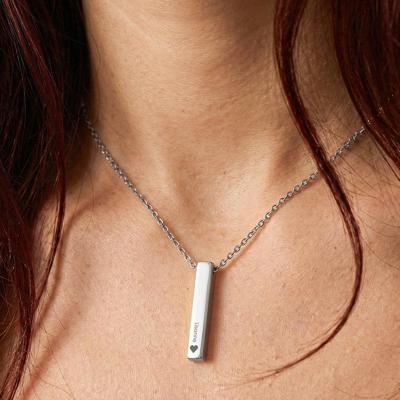 Bar ketting met naam - Zilver