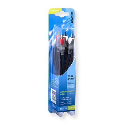 Scanpart aansluitkabel 2tulp(M)-(M) 2,5m Luidspreker kabel Zwart