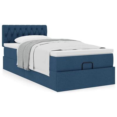 Bed met matras 90x200 cm stof blauw