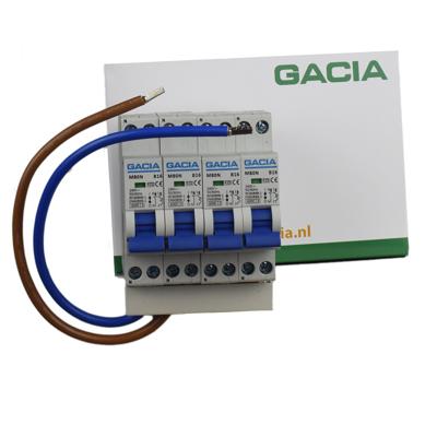 GACIA combiset 4 installatieautomaten 16A 1p+n B16 inclusief aansluitdraden en kamrail