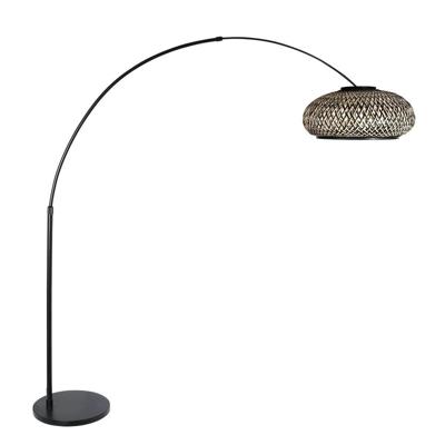 Steinhauer BooglampSparkled Light zwart en rotan kap - 4560ZW