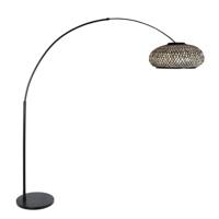 Steinhauer BooglampSparkled Light zwart en rotan kap - 4560ZW - thumbnail