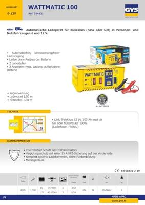 Gys WattMatic 100 Accu lader | Professioneel | 230V | 6-12 V | 140W - 5192024823 - thumbnail