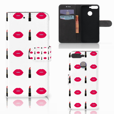 Huawei Y6 2018 Telefoon Hoesje Lipstick Kiss Huawei Y6 2018 Telefoon Hoesje Lipstick Kiss